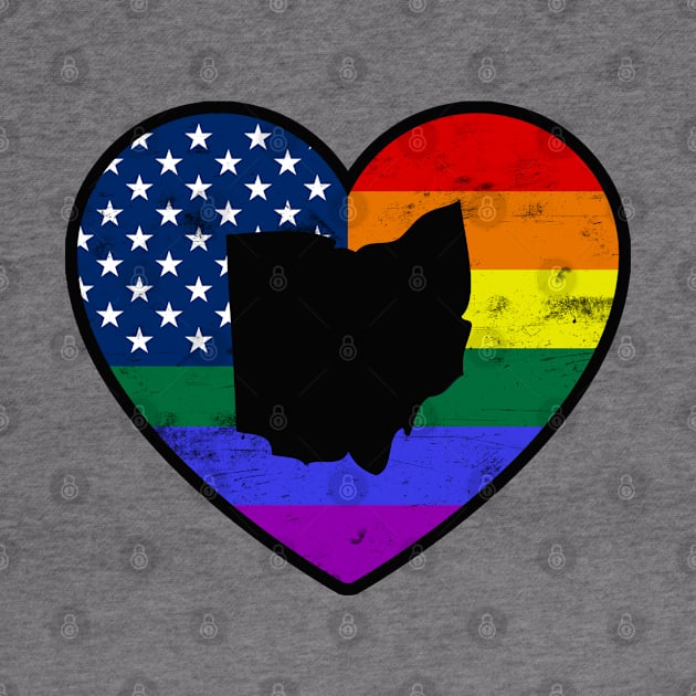 Ohio United States Gay Pride Flag Heart by TextTees